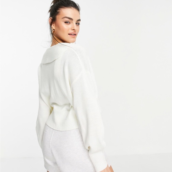 ASOS M Lounge relaxed cardigan with collar detail XS ivory - Picture 2 of 2